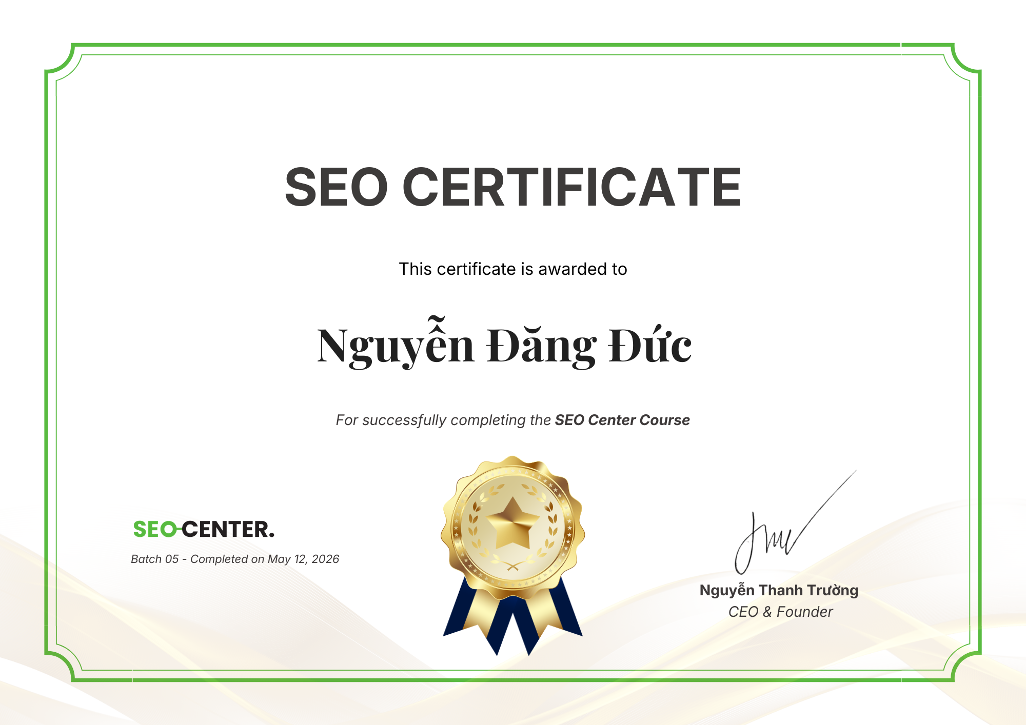 SEO Certificate - Nguyễn Đăng Đức
