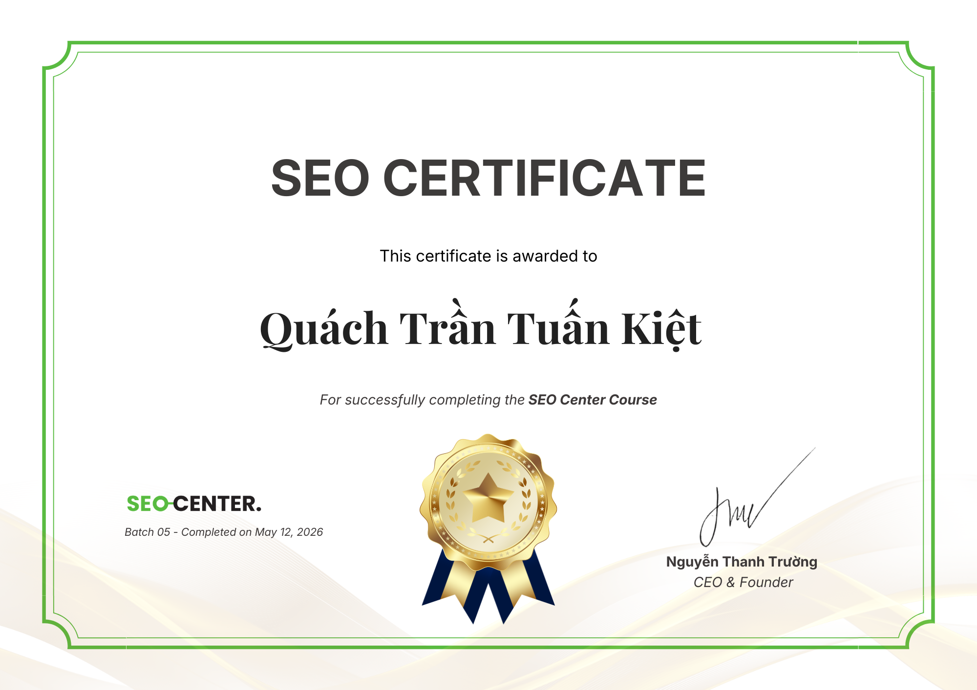 SEO Certificate - Quách Trần Tuấn Kiệt