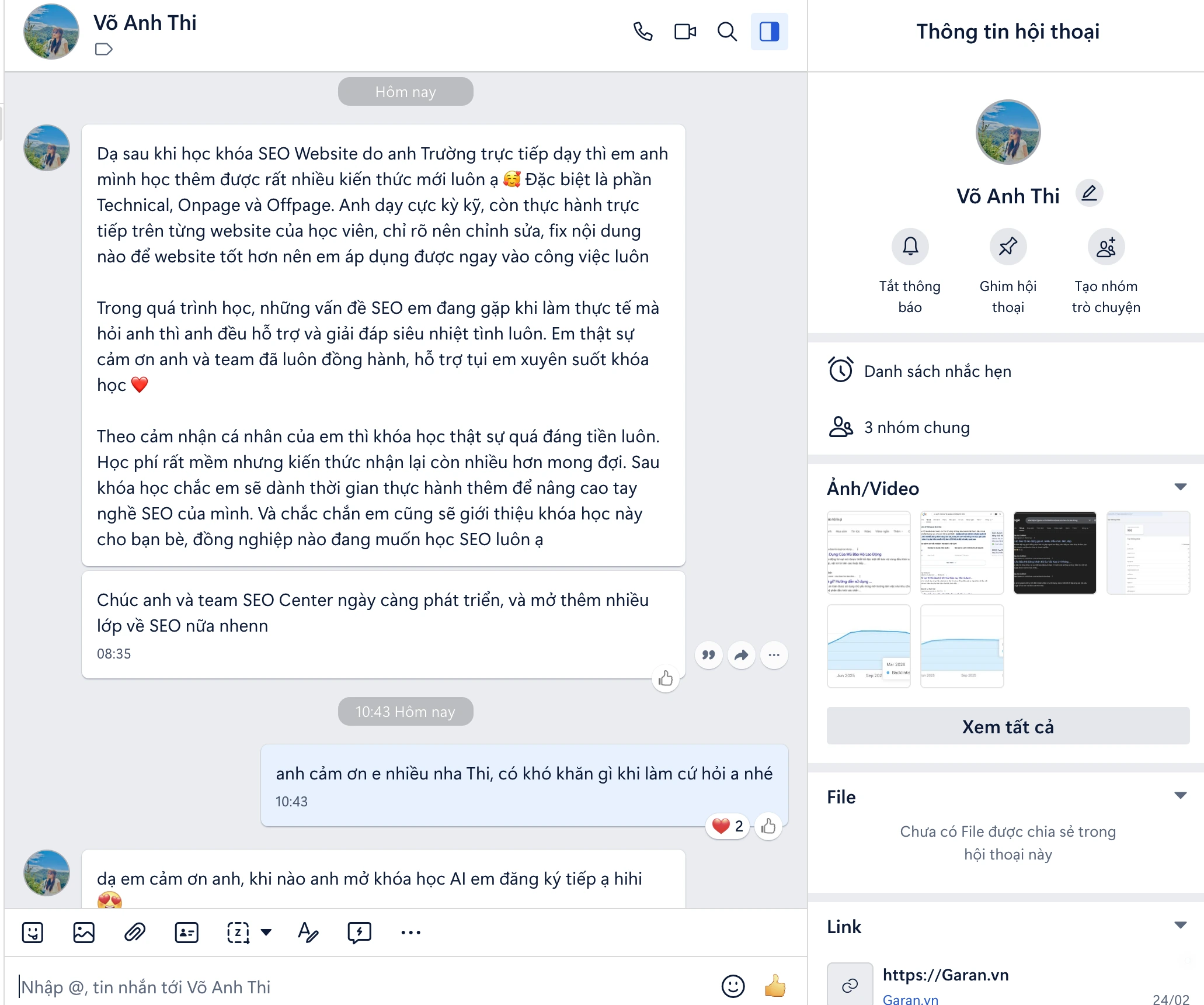 Review khóa học SEO thực tế học viên Võ Anh Thi