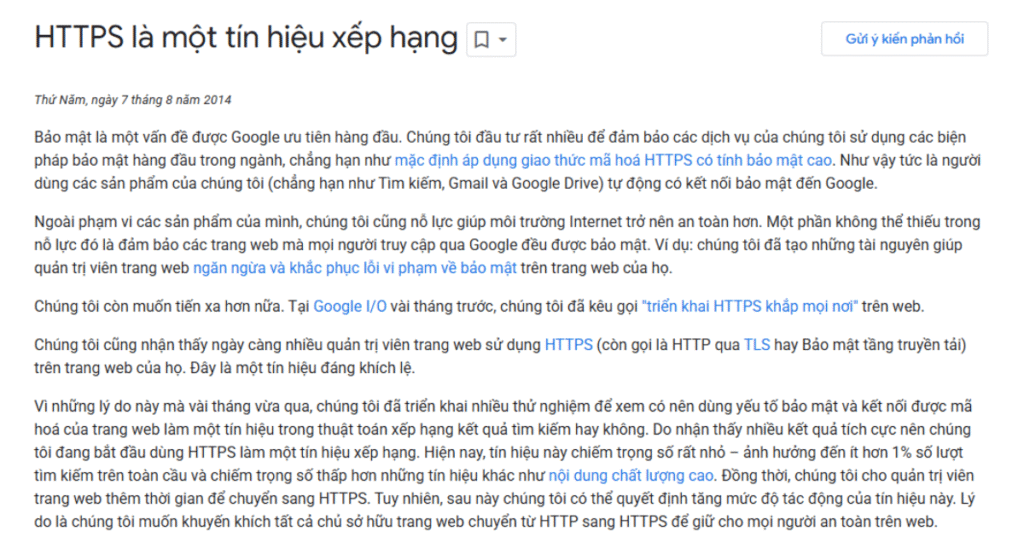 URL là gì? 8 thành phần của URL và 15+ tiêu chí tối ưu URL thân thiện với Google 2 HTTPS là một tín hiệu xếp hạng