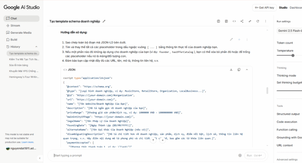 Organization Schema: 25 thuộc tính & Cách khai báo Schema Organization 2025 6 Dùng AI để tạo Schema Organization