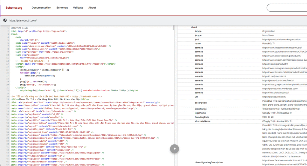 Organization Schema: 25 thuộc tính & Cách khai báo Schema Organization 2025 10 Kiểm tra Organization Schema bằng Schema Markup Validator