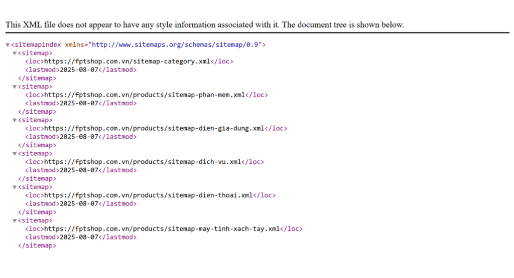 Sitemap là gì? Phân loại & Cách tạo Sitemap tốt cho SEO nhất 1 Mẫu 1 file Sitemap XML