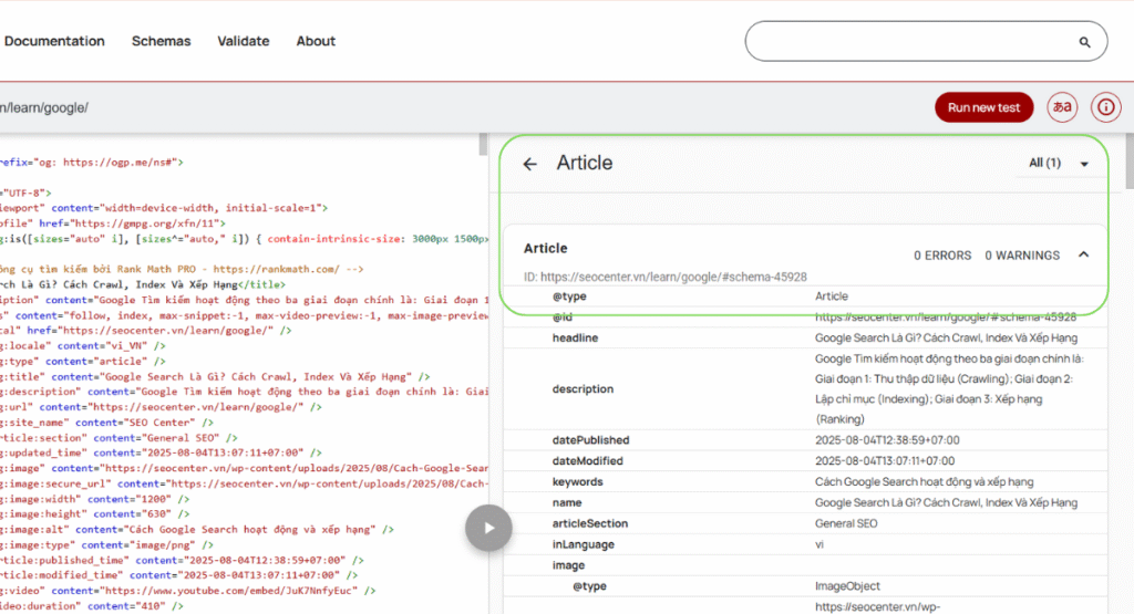 Article Schema là gì? Thuộc tính và Cách triển khai bằng Json & Plugin 2025 1 Mẫu Article Schema