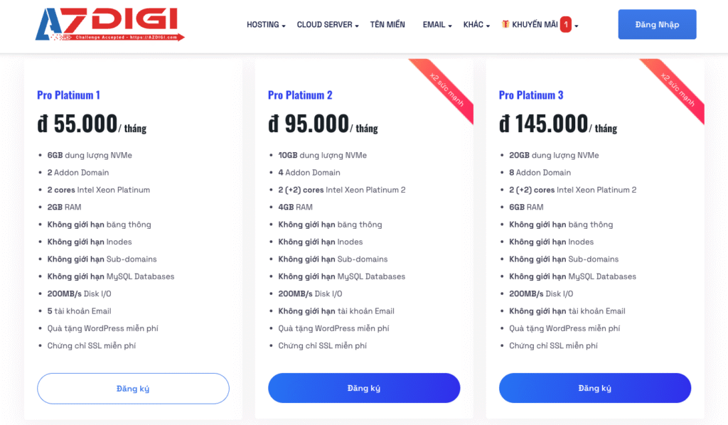 Azdigi là một nhà cung cấp dịch vụ hosting tại Việt Nam được đánh giá cao, đặc biệt về tốc độ và hỗ trợ kỹ thuật. Hosting của Azdigi phù hợp với nhiều đối tượng, từ blog, affiliate, SEO, chủ shop online, đến các doanh nghiệp yêu cầu cao về tốc độ và độ ổn định.