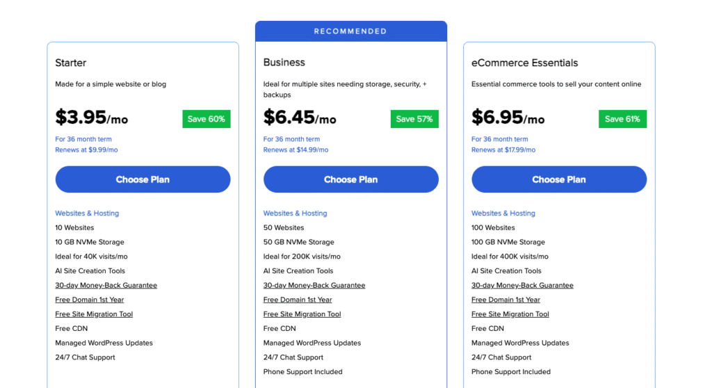 Bluehost là một nhà cung cấp dịch vụ hosting được đánh giá cao, đặc biệt phù hợp cho người mới bắt đầu và các trang web WordPress. Họ cung cấp nhiều loại hình hosting, bao gồm chia sẻ, VPS, chuyên dụng và WordPress được quản lý, với giá cả phải chăng và nhiều tính năng hữu ích. Bluehost cũng nổi tiếng với dịch vụ hỗ trợ khách hàng 24/7 và giao diện quản trị cPanel dễ sử dụng.