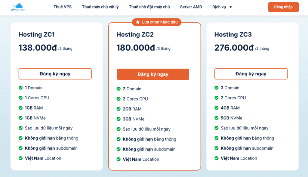 ZoneCloud là một nhà cung cấp dịch vụ hosting, VPS, và máy chủ (server) tại Việt Nam, được đánh giá cao về chất lượng dịch vụ, đặc biệt là hiệu suất và độ ổn định. ZoneCloud tập trung vào việc cung cấp hạ tầng mạnh mẽ, bao gồm cả ổ cứng SSD, CPU đa nhân và RAM tốc độ cao, cùng với hệ thống máy chủ được tối ưu hóa cho nhiều nền tảng khác nhau, đặc biệt là WordPress.