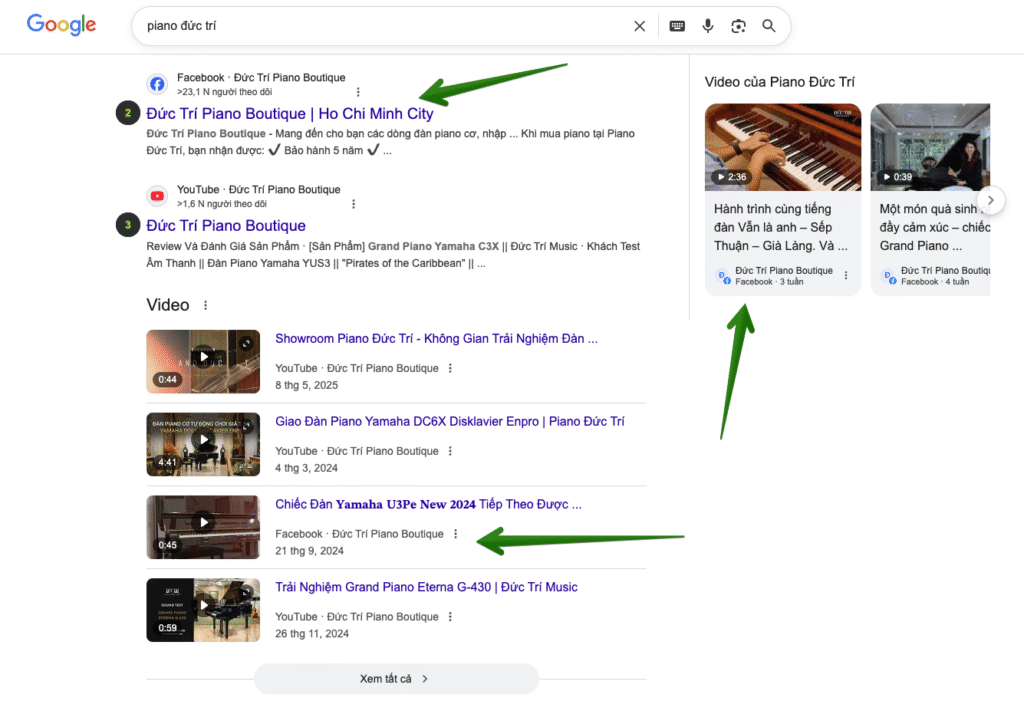 SEO cho Facebook: Cách top fanpage trên Facebook, Google 1 Facebook xuất hiện từ fanpage, đến video trên Google Search