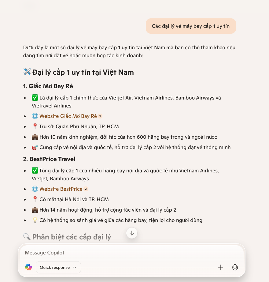 SEO cho Copilot: Cách để website được trích xuất 1 Khách hàng Giấc Mơ Bay Rẻ của SEO Center luôn được Capilot ưu ái và trích xuất thông tin