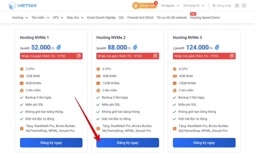 Cách mua hosting và tên miền giá rẻ, uy tín 2025 3 Bước 1: Vào website nhà cung cấp và chọn gói hosting đúng nhu cầu
