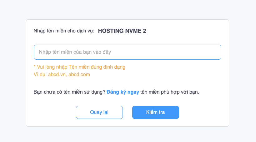 Cách mua hosting và tên miền giá rẻ, uy tín 2025 4 Bước 2: Nhập tên miền bạn muốn đăng ký cho hosting