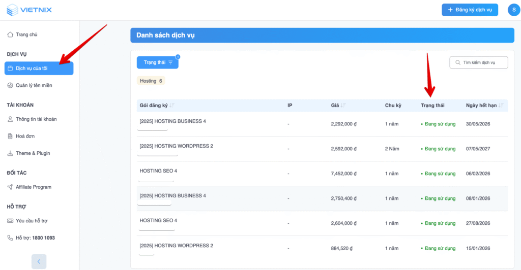 Cách mua hosting và tên miền giá rẻ, uy tín 2025 7 Bước 5: Kiểm tra hosting đã được đăng ký thành công chưa