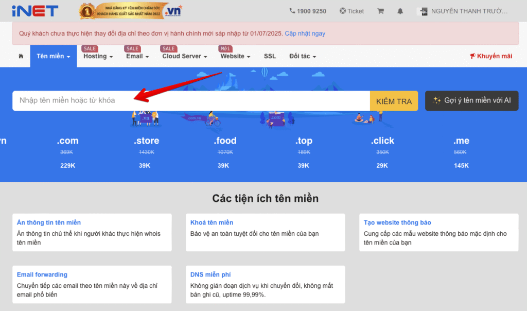 Cách mua hosting và tên miền giá rẻ, uy tín 2025 8 Bước 1: Truy cập nhà đăng ký tên miền và kiểm tra tên miền