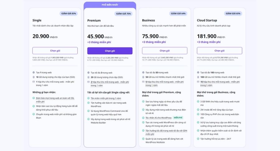 Bảng giá thuê Hosting tại Việt Nam