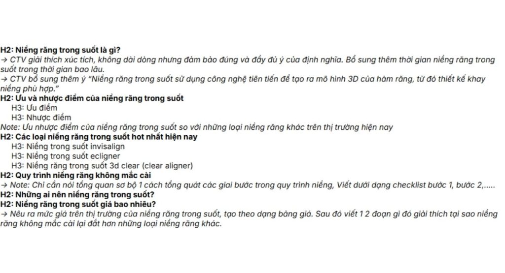 Bước 3 Tổ chức Outline bằng các Headings and Subheading