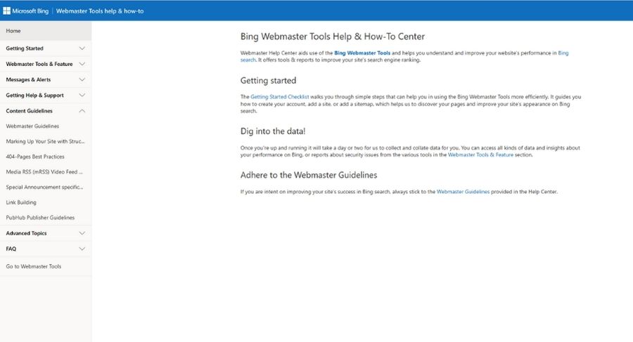 Help Center - Bing Webmaster Tools