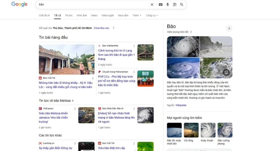 Hình ảnh hiển thị trên Top Stories