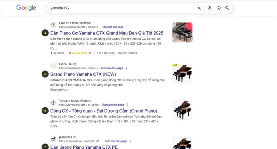 Hình ảnh hiển thị trên trang SERPs