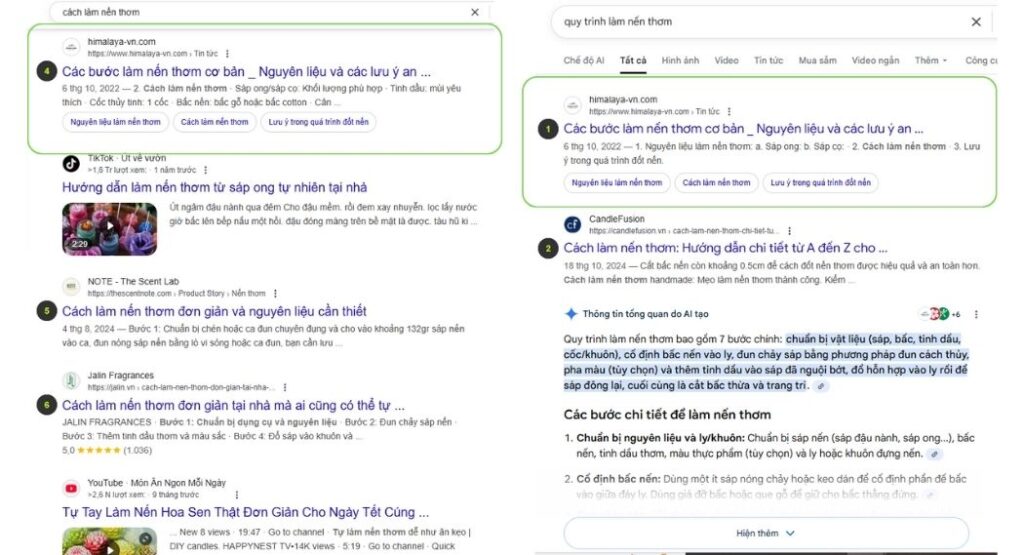 Phương pháp nhóm từ khóa thủ công bằng cách check kết quả SERP