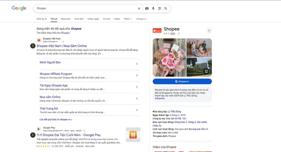 SERPS của từ khóa mang ý định Điều hướng – Navigational Intent
