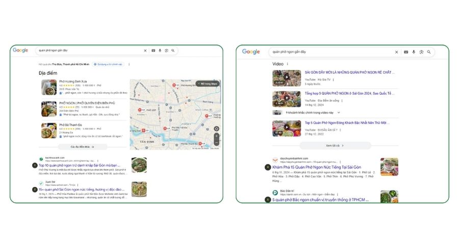 SERPS của từ khóa mang ý định hỗn hợp, cho ra nhiều loại kết quả khác nhau