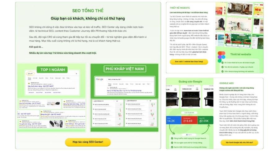 Section giới thiệu các sản phẩm hoặc dịch vụ nổi bật