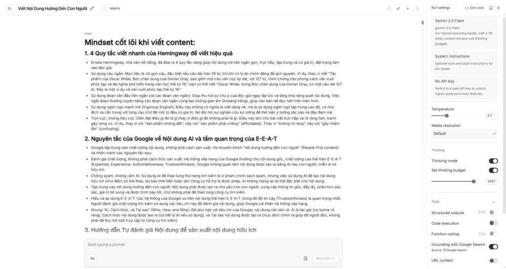 Bước 1: Cung cấp kiến thức nền tảng về Content SEO cho AI học