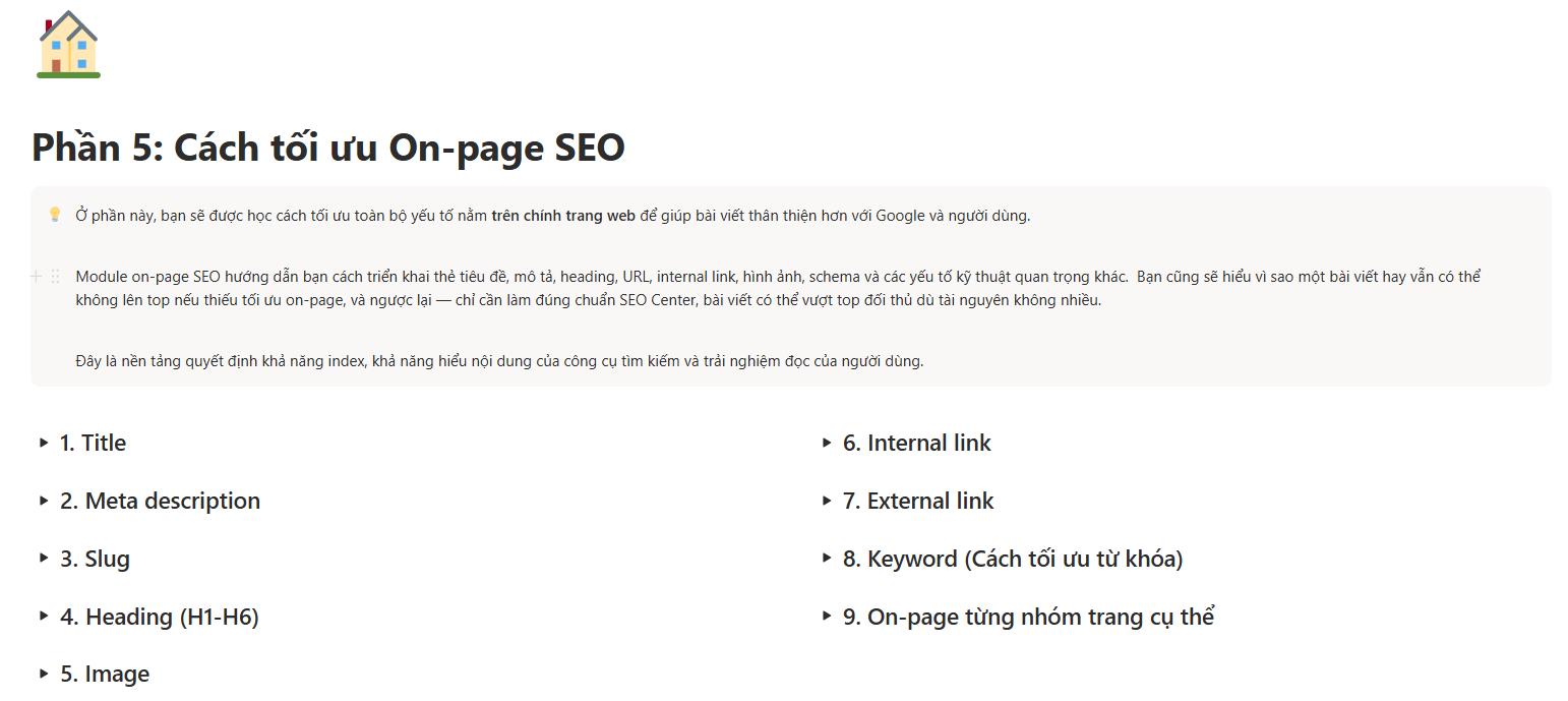 Nội dung buổi 5 Cách tối ưu On-page SEO