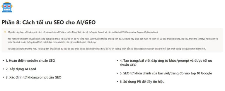 Buổi 8: Tối ưu cho AI Search & GEO cho Business