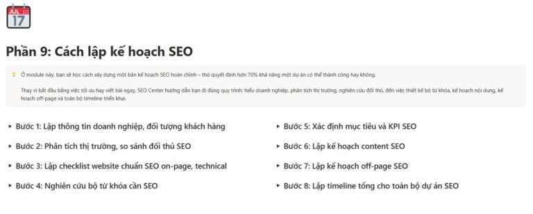 Buổi 9: Lập Kế hoạch SEO Master 12 tháng