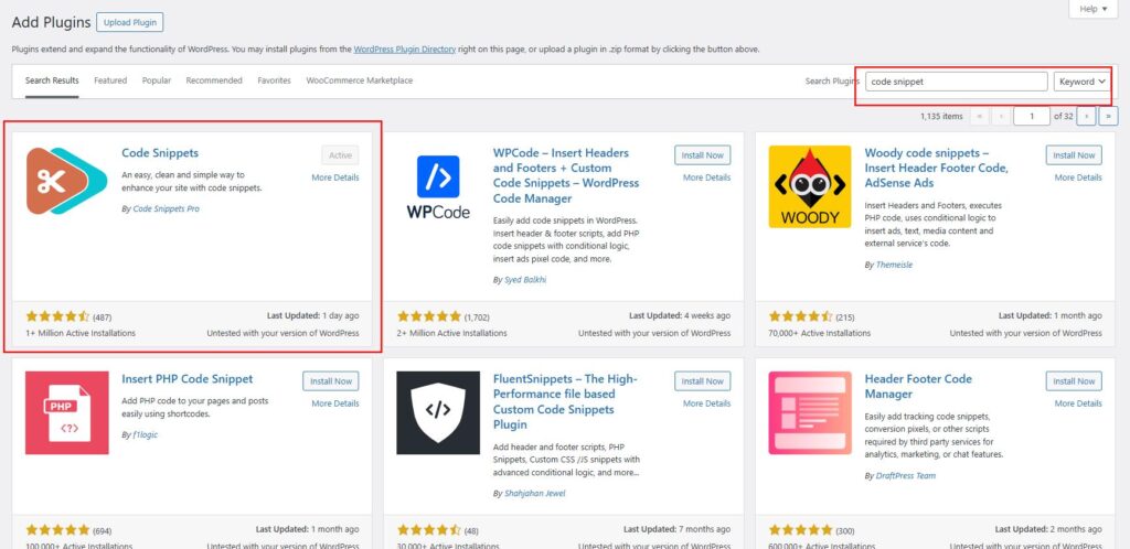 Tải plugin code snippet và Active