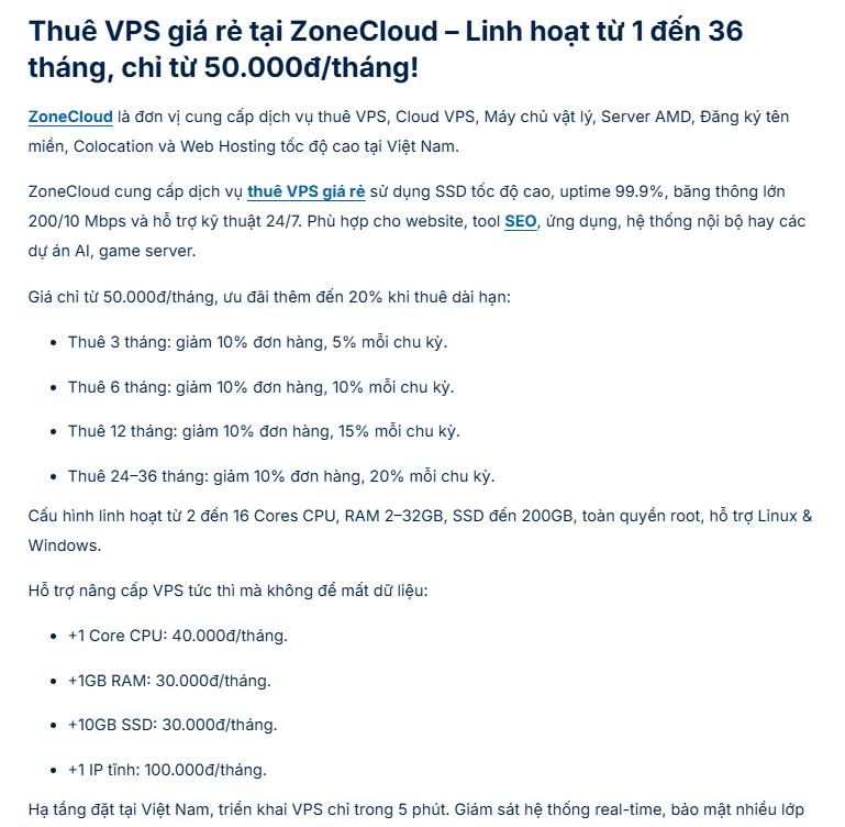 Demo 1 dự án SEO Center triển khai các đoạn PR sản phẩm, dịch vụ nhằm tối ưu CRO ở các bài Blog