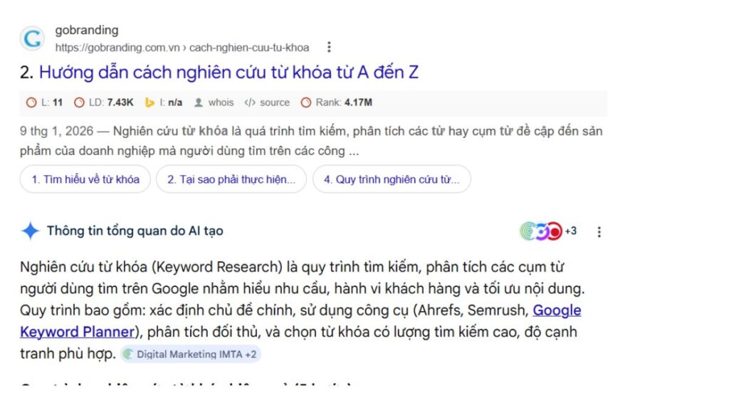 Kết quả dạng liên kết xanh truyền thống