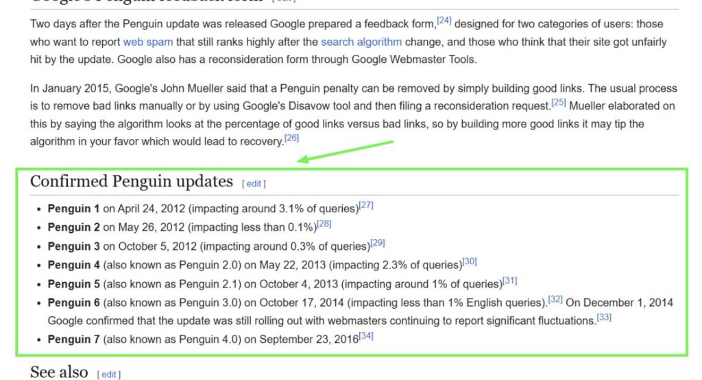 Các cột mốc cập nhật quan trọng