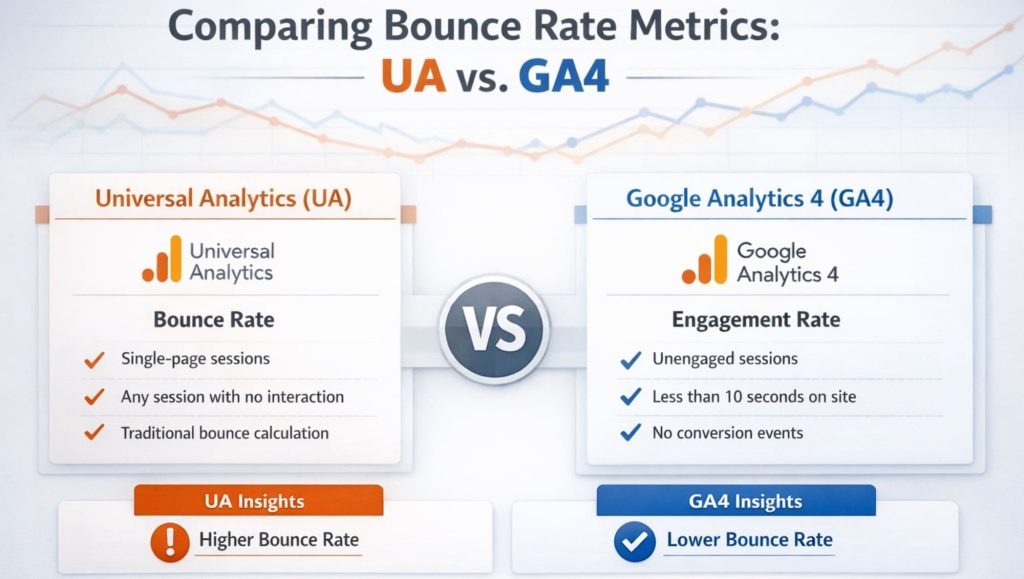 Sự khác biệt giữa Bounce rate trong Universal Analytics và GA4