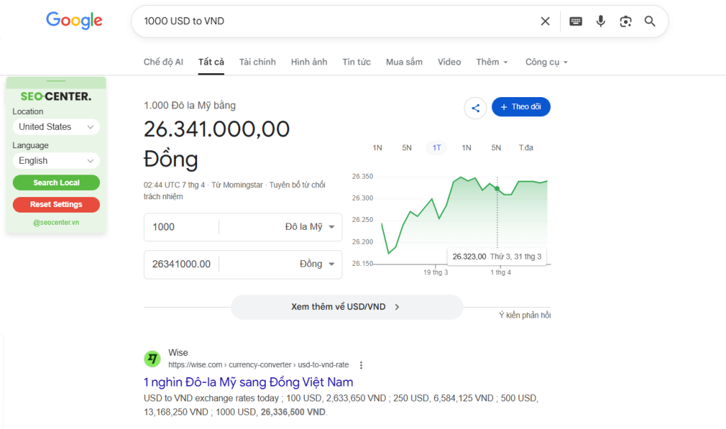 Chuyển đổi đơn vị đo lường và tỷ giá ngoại tệ trực tuyến