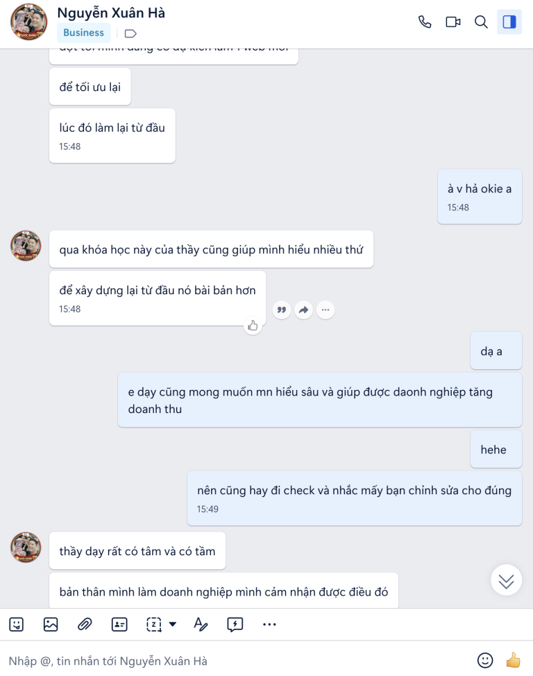 Feedback khóa học SEO của anh Xuân Hà