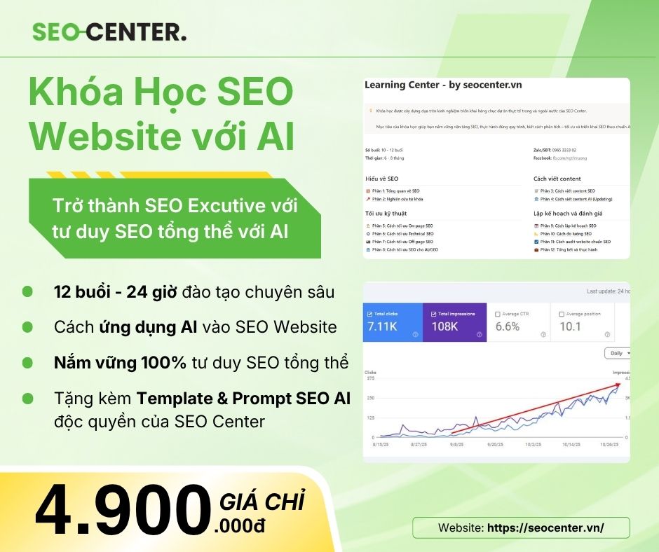Khóa Học SEO Website với AI của SEO Center