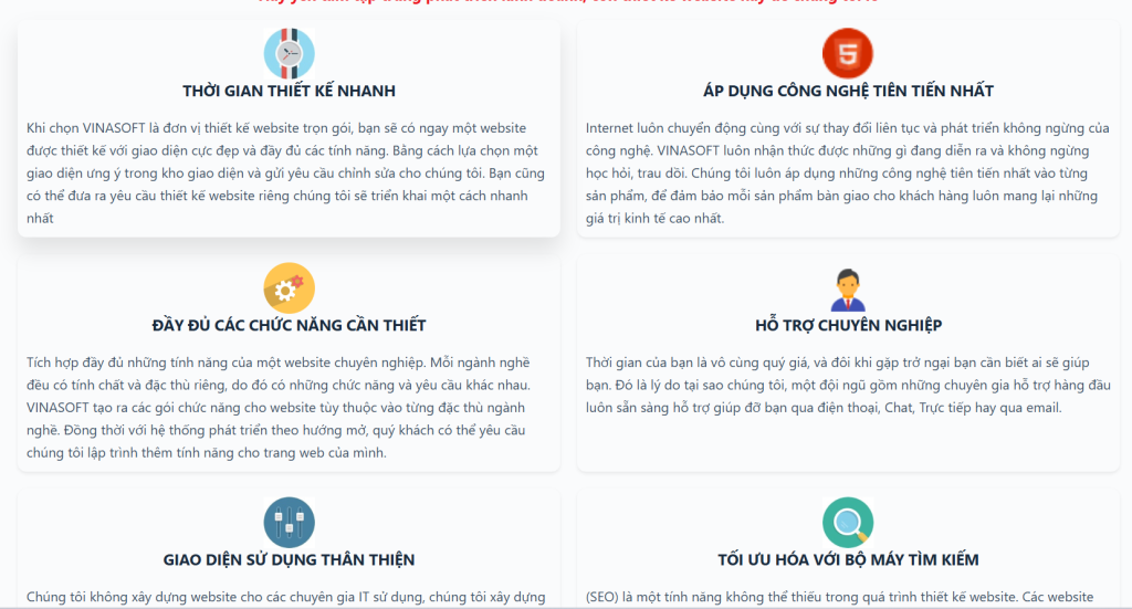 Lý do sử dụng dịch vụ thiết kế website của VINA SOFT