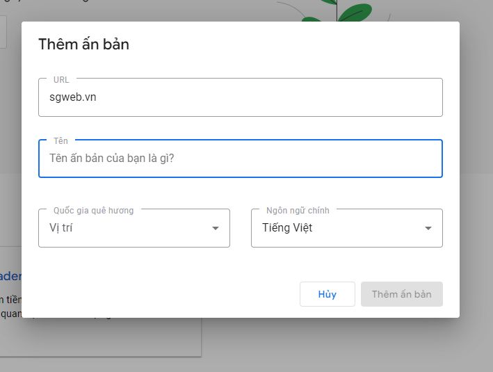 Thiết lập ấn bản mới