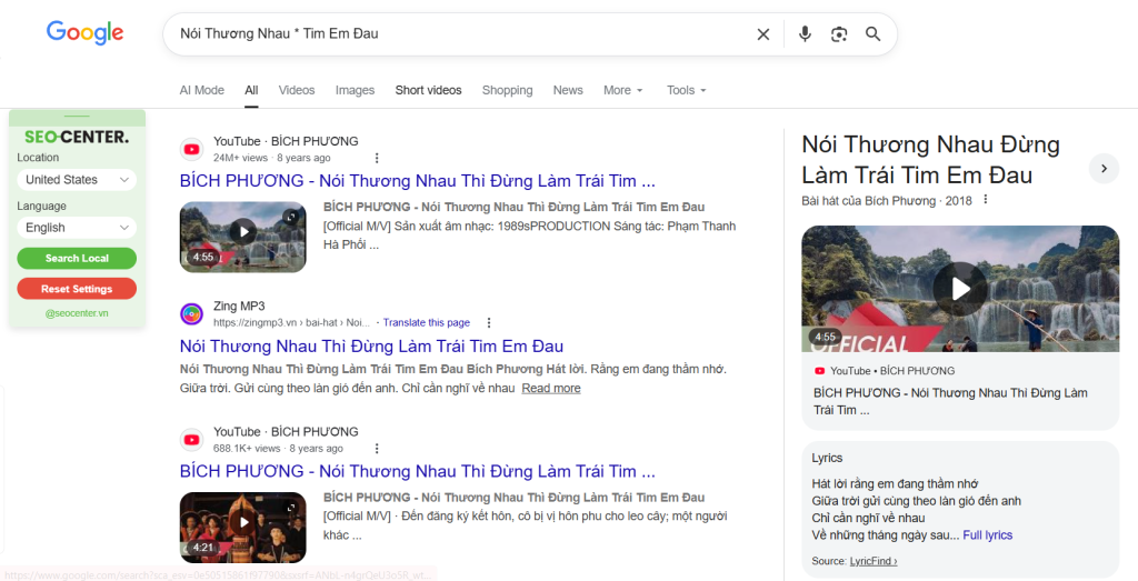 Tìm kiếm cụm từ còn thiếu hoặc quên với dấu sao