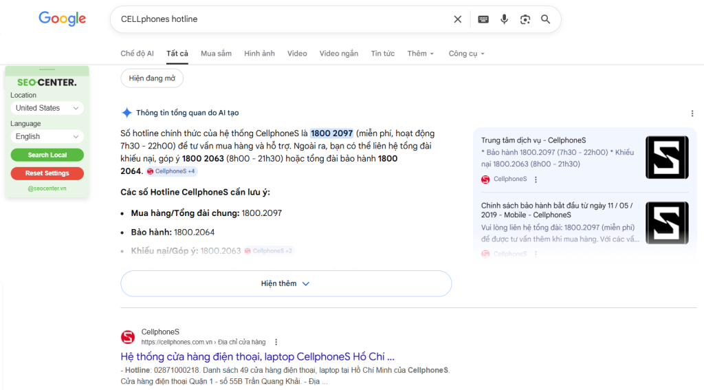 Xác định địa chỉ IP công cộng và thông tin hotline hỗ trợ khách hàng