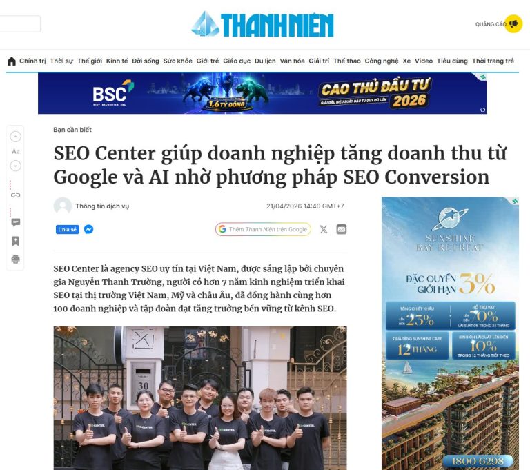 SEO Center giúp doanh nghiệp tăng doanh thu từ Google và AI nhờ phương pháp SEO Conversion
