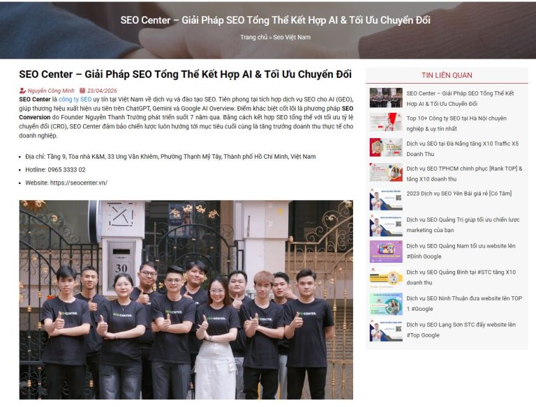 SEO Center – Giải Pháp SEO Tổng Thể Kết Hợp AI & Tối Ưu Chuyển Đổi