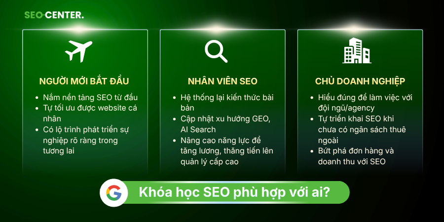 Khóa học SEO này phù hợp với ai?