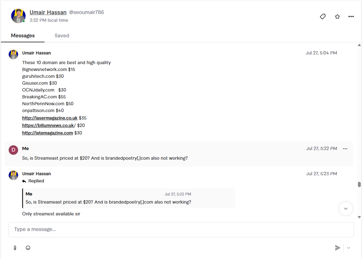 Umair Hassan ho tro SEO Center trong viec lua chon mua Backlink